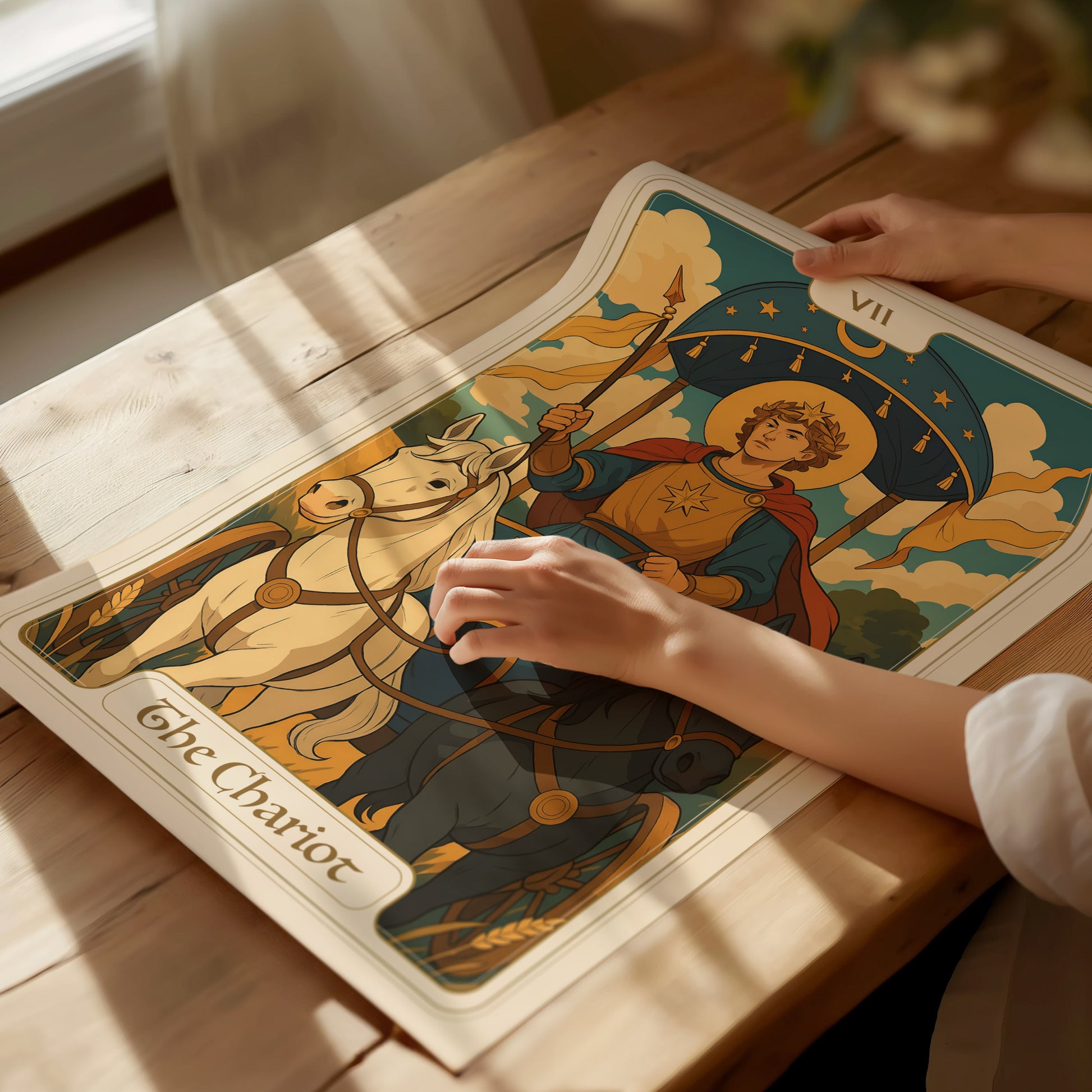 The Chariot Tarot Poster | Major Arcana Card VII | Victory Willpower Wall Art