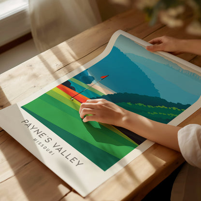 Payne's Valley Matte Border Poster | Missouri Golf Course Print & Country Club Decor — giclée print detail on matte paper