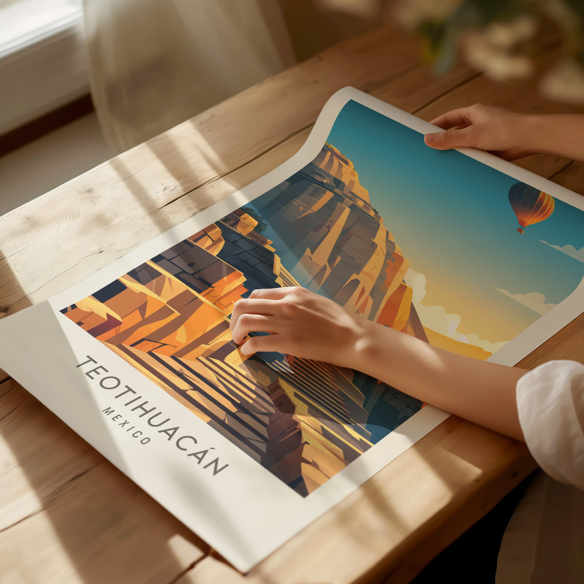 Teotihuacán Matte Border Poster | Mexico Travel Wall Art — giclée print detail on matte paper