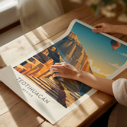 Teotihuacán Matte Border Poster | Mexico Travel Wall Art — giclée print detail on matte paper