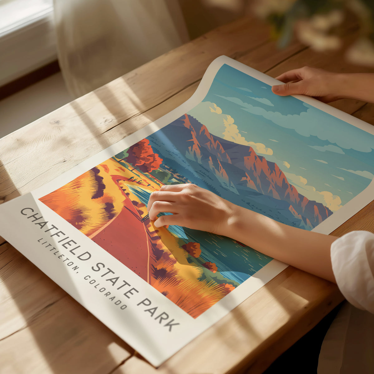 Chatfield State Park Matte Border Poster | Littleton, Colorado Travel Wall Art — giclée print detail on matte paper