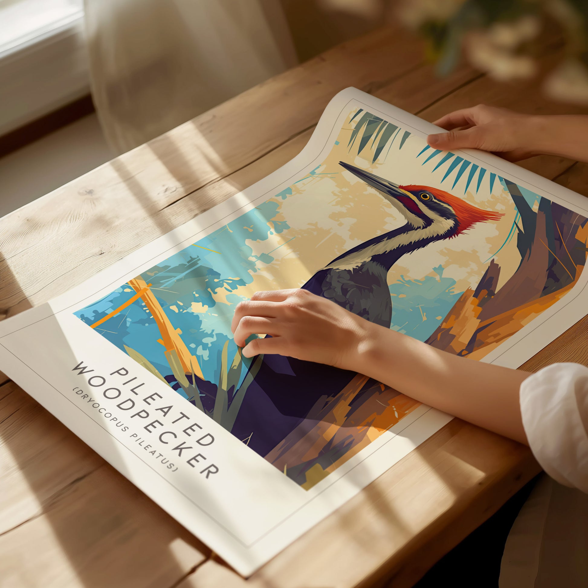 Pileated Woodpecker Poster | Modern Bird Wall Art Print