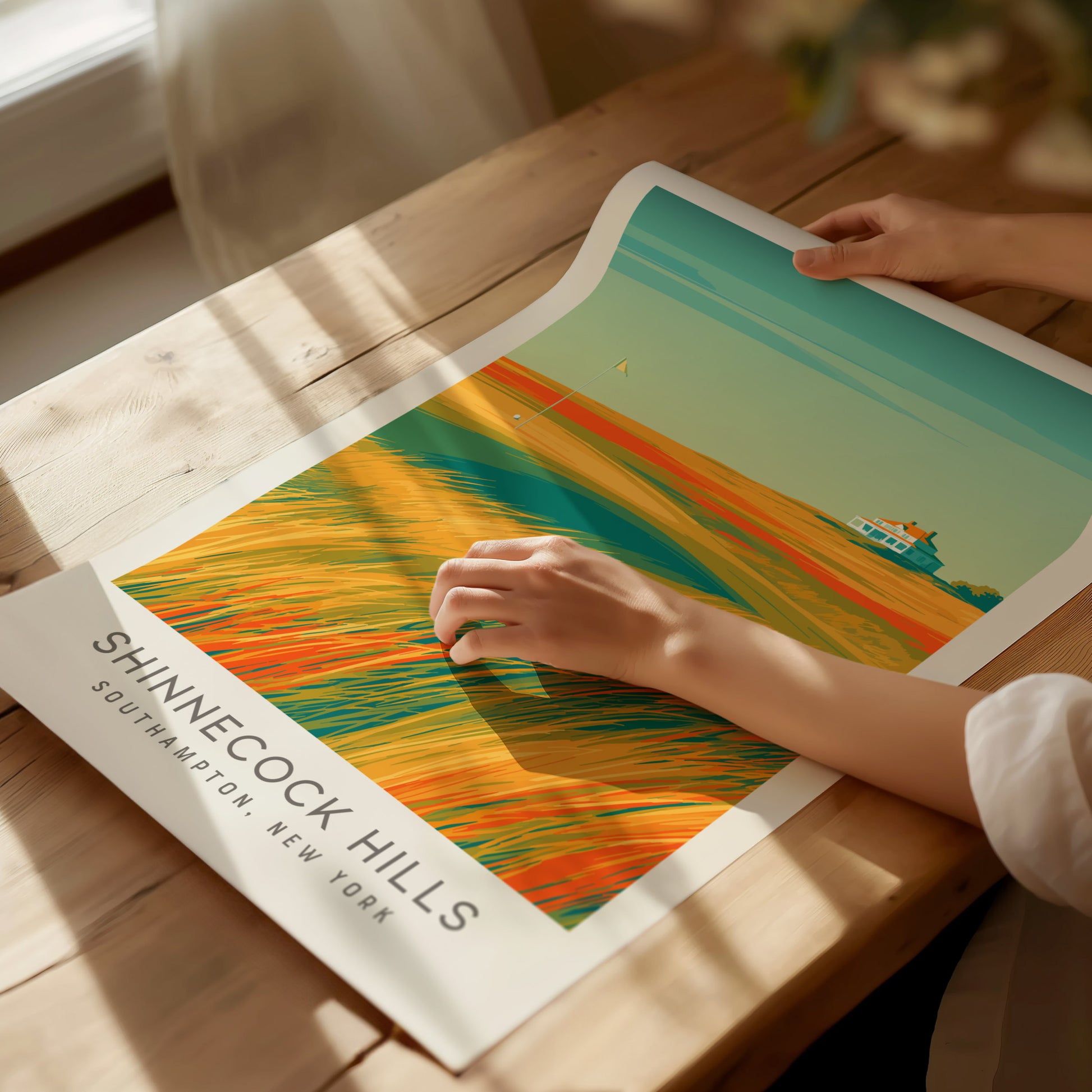 Shinnecock Hills Matte Border Poster | Southampton, New York Golf Wall Art & Country Club Decor — giclée print detail on matt