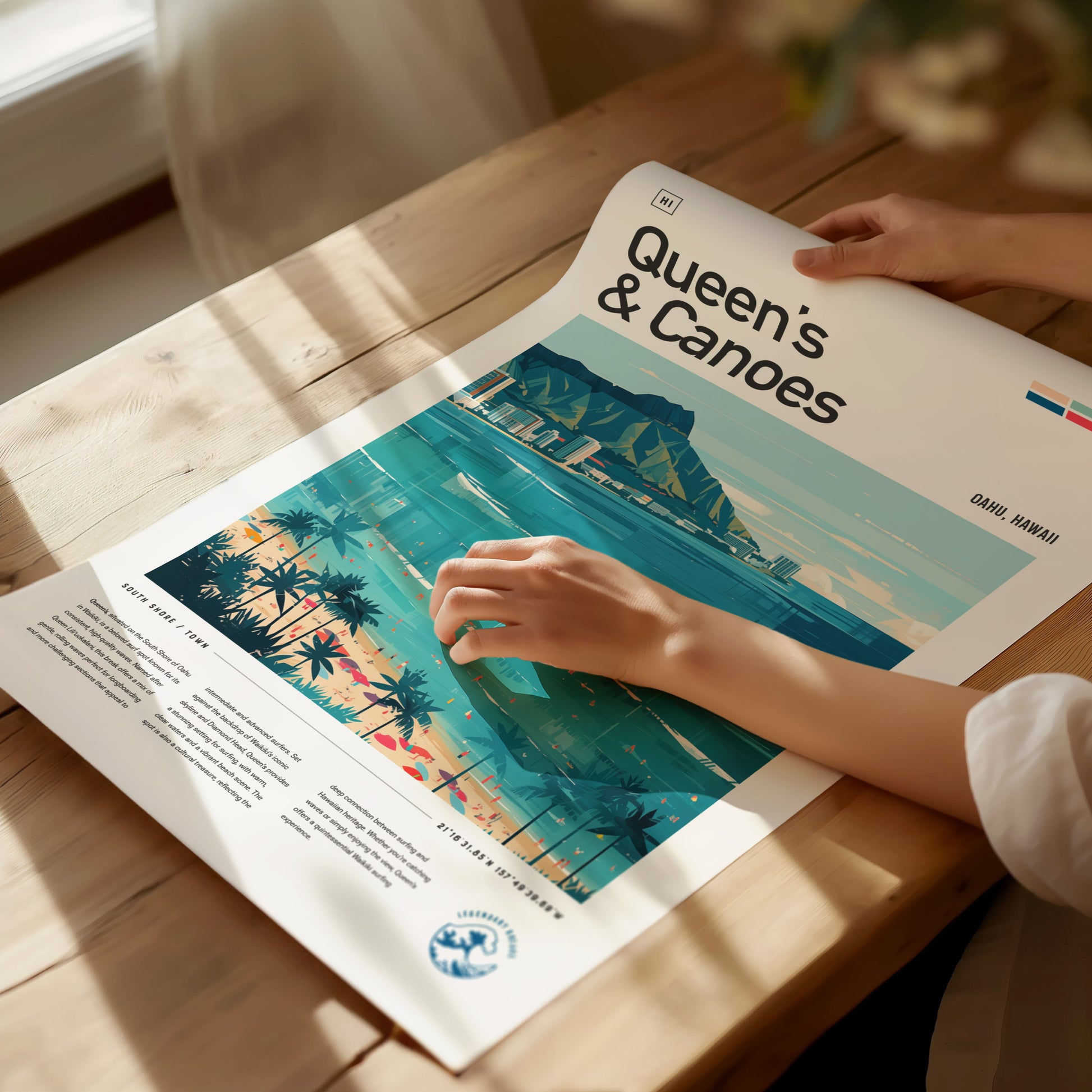 Queen's and Canoes Poster | Waikiki Surf Spot Hawaii Art