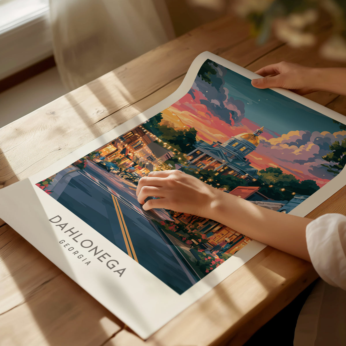 Dahlonega Matte Border Poster | Georgia Destination Print Travel Wall Art — giclée print detail on matte paper