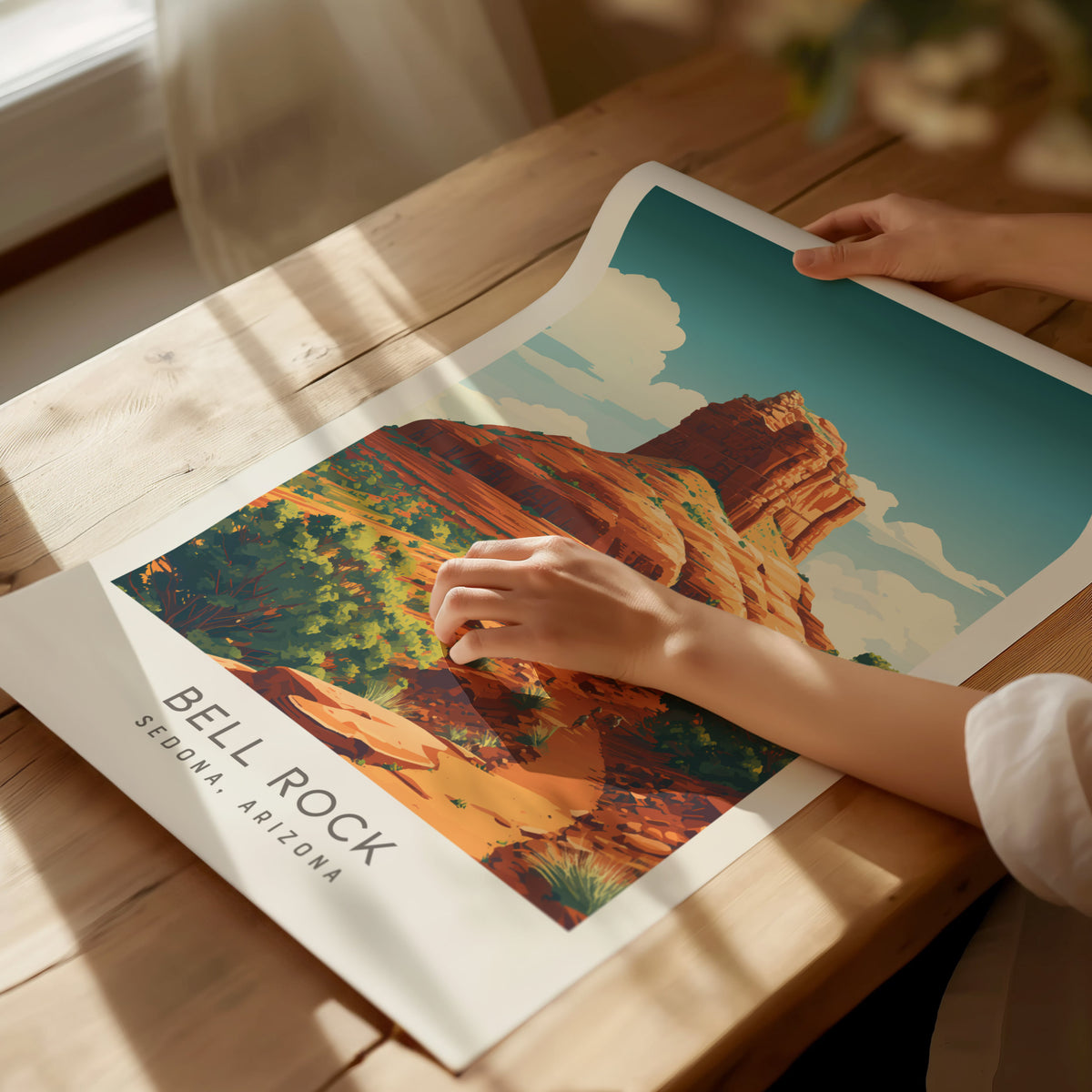 Bell Rock Matte Border Poster | Sedona, Arizona Travel Wall Art — giclée print detail on matte paper
