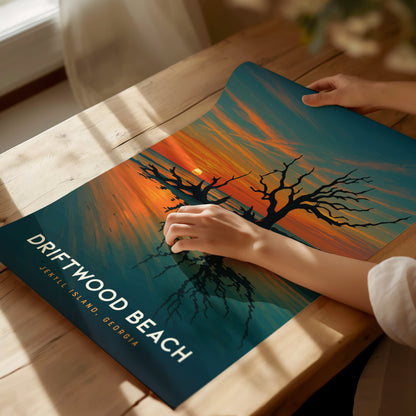 Driftwood Beach Poster | Jekyll Island Georgia Coastal Wall Art | Framed or Unframed