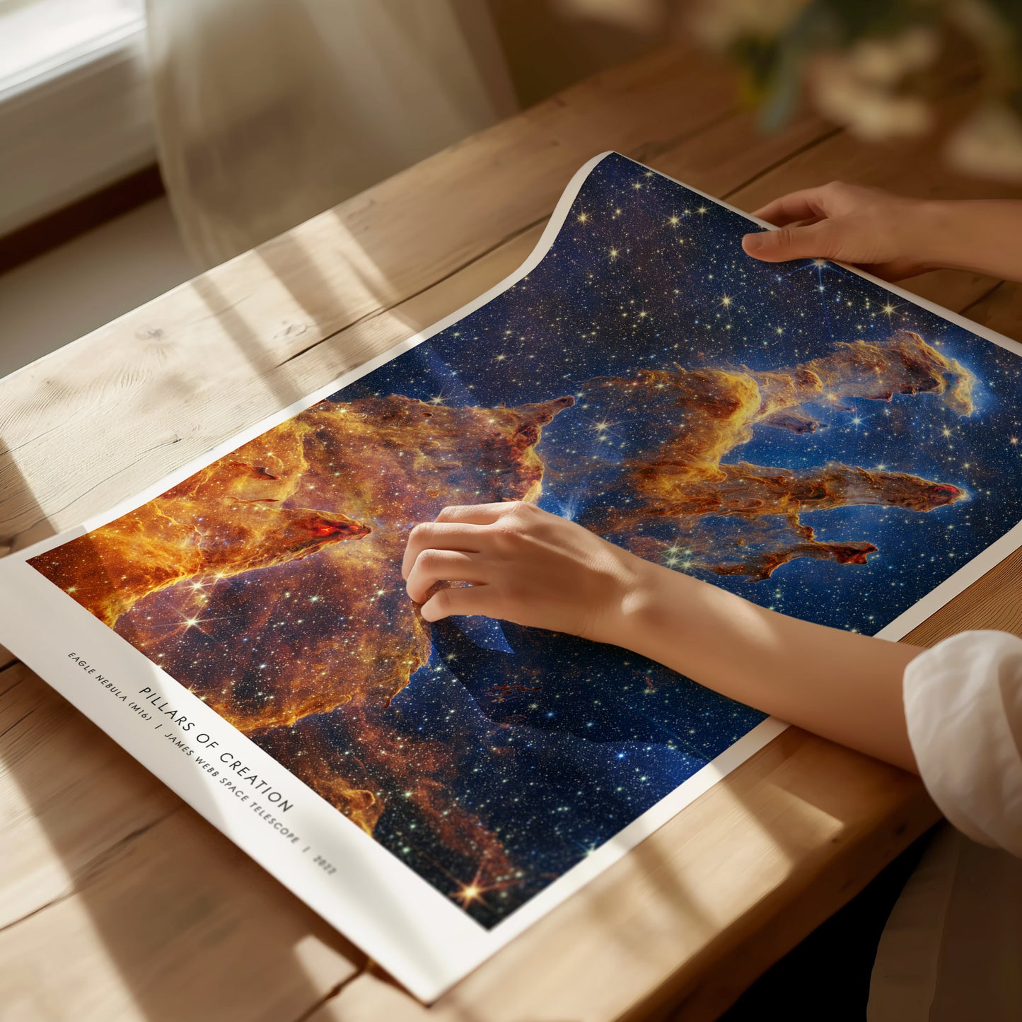 Unframed Pillars of Creation NASA poster printed on matte archival art paper