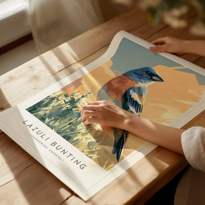 Lazuli Bunting, Passerina amoena Poster | Vibrant Songbird Nature Poster Wall Art — giclée print detail on matte paper