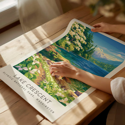 Lake Crescent Matte Border Poster | Olympic National Park, Washington Destination Print — giclée print detail on matte paper
