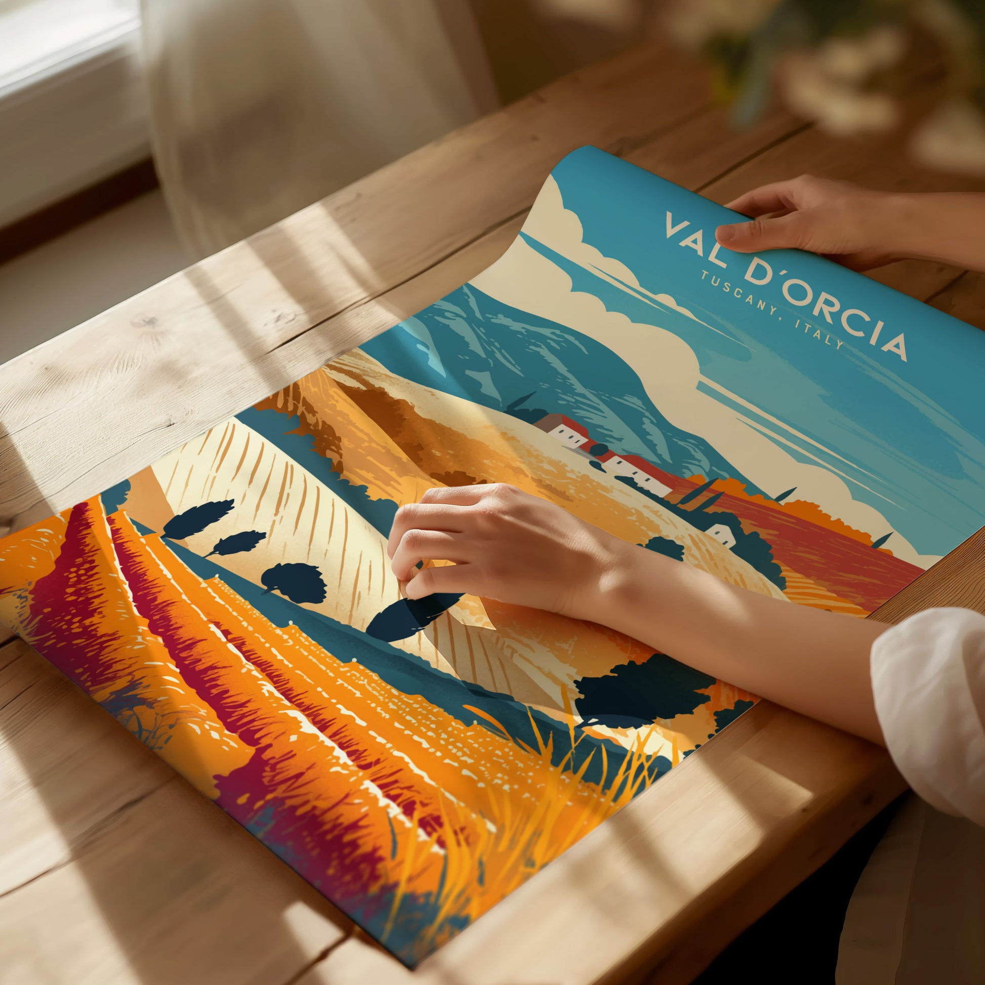Val d'Orcia Poster | Tuscany Italy Art | Kitchen Wall Decor