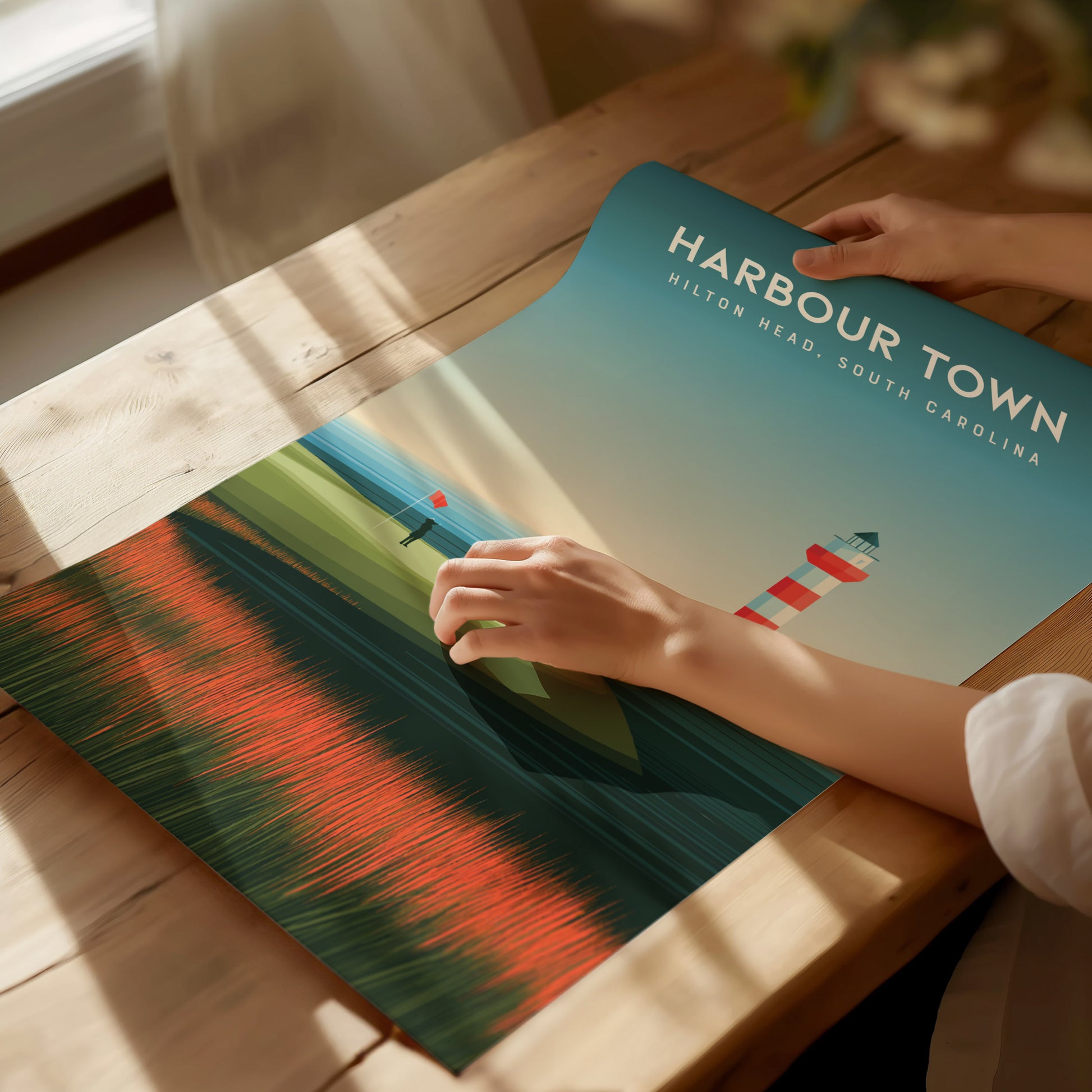 Harbour Town Golf Links, Hilton Head, South Carolina Poster | Iconic Lighthouse & Fairway Wall Art — giclée print detail on m