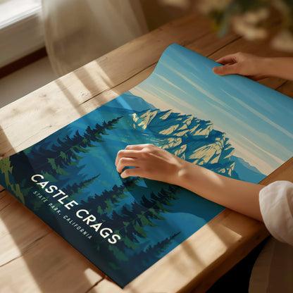 Castle Crags State Park Poster | California Mountain Nature Wall Art | Framed or Unframed