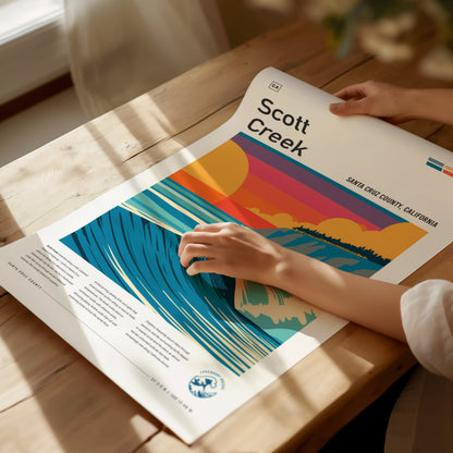 Scott Creek, Santa Cruz County, California Poster | Surf Wall Art & Wave Print Wall Art — giclée print detail on matte paper