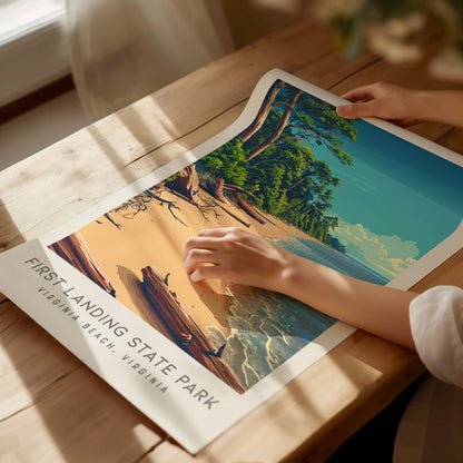 First Landing State Park Matte Border Poster | Virginia Beach, Virginia Coastal Beach Decor — giclée print detail on matte pa
