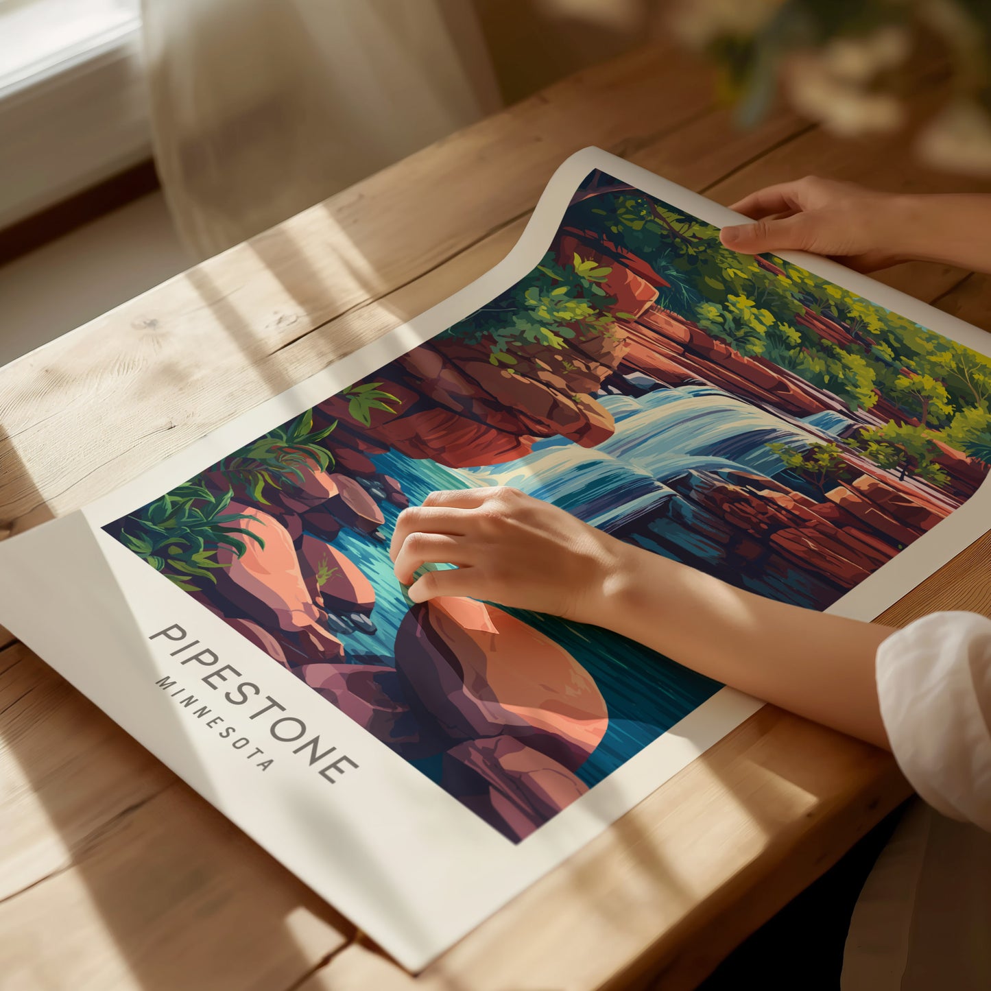 Pipestone Matte Border Poster | Minnesota Travel Wall Art — giclée print detail on matte paper