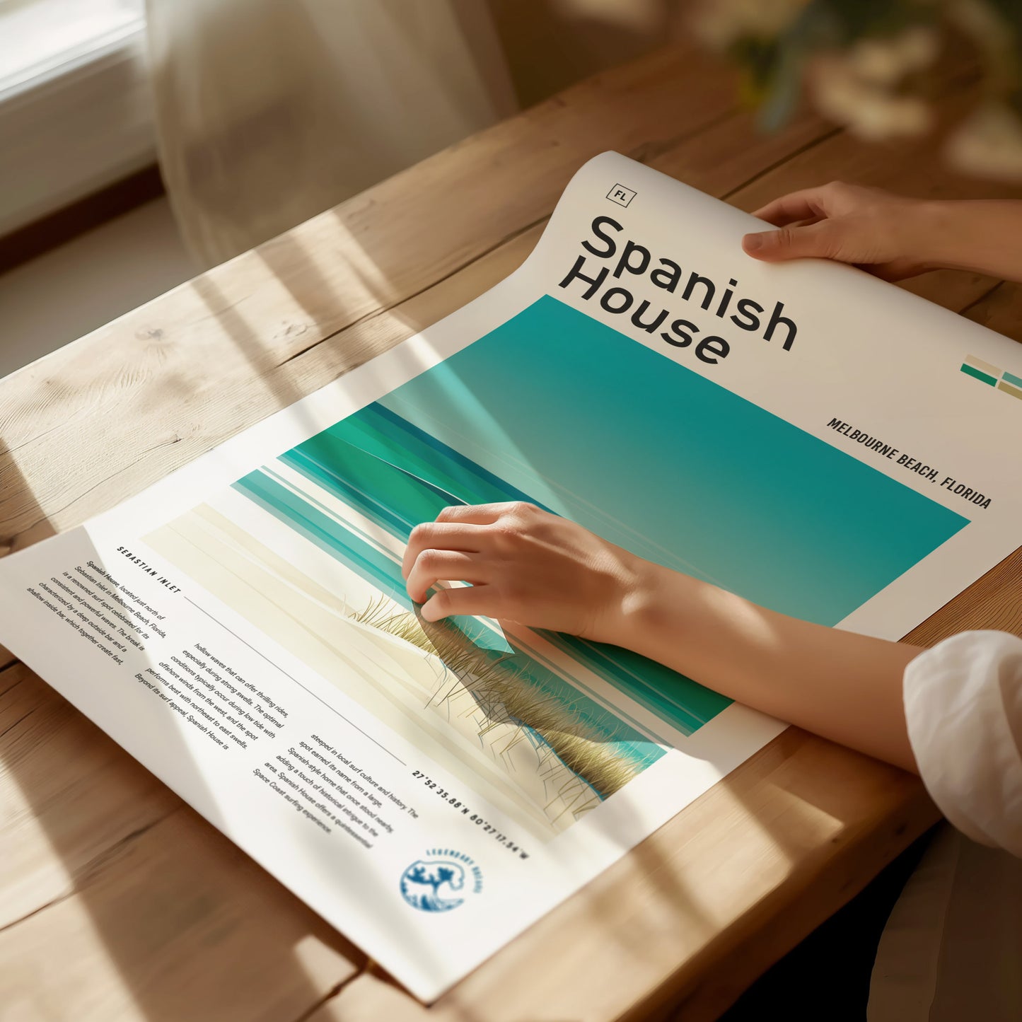 Spanish House Surf Spot Poster | Florida Surfer Wall Art