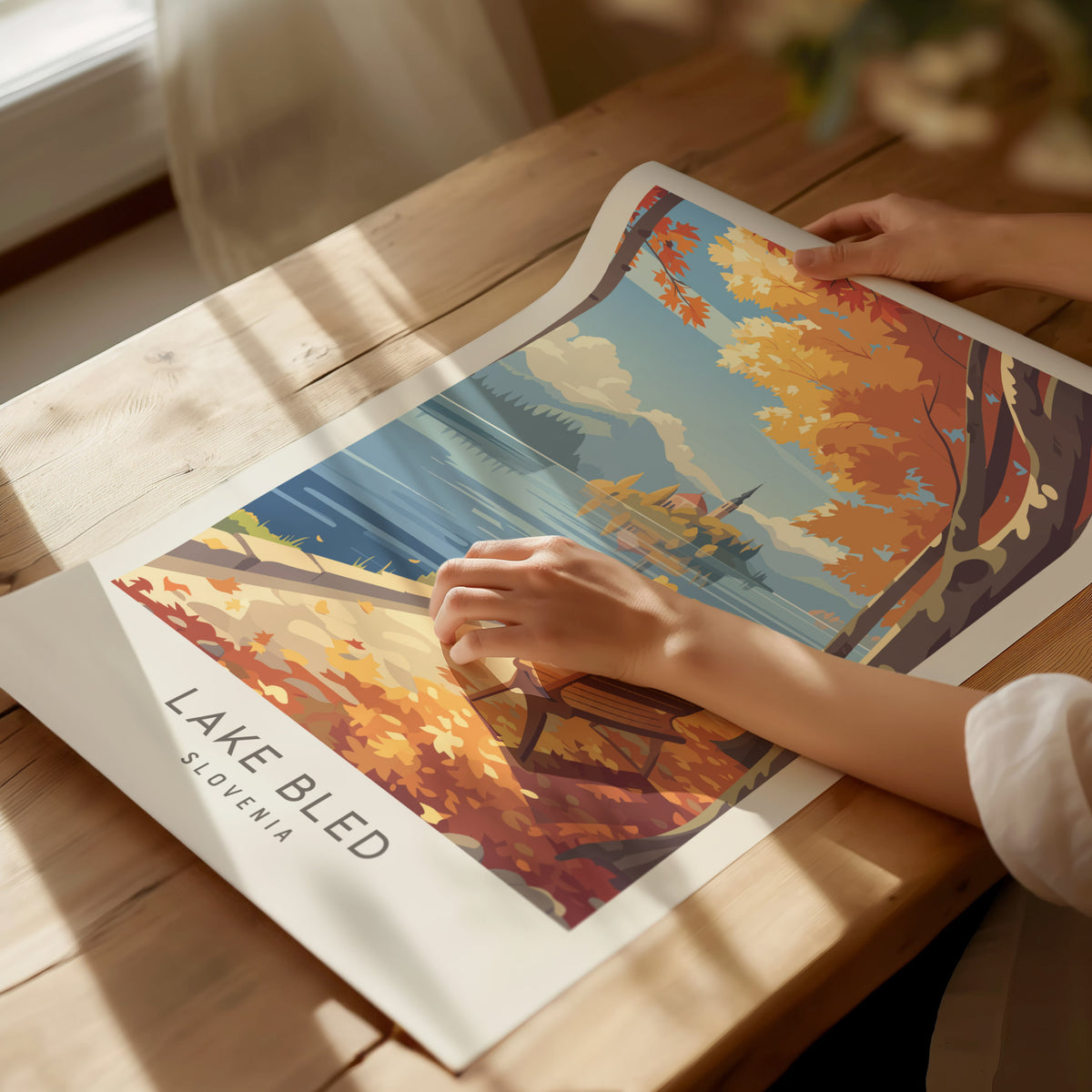 Lake Bled Matte Border Poster | Slovenia Travel Wall Art — giclée print detail on matte paper
