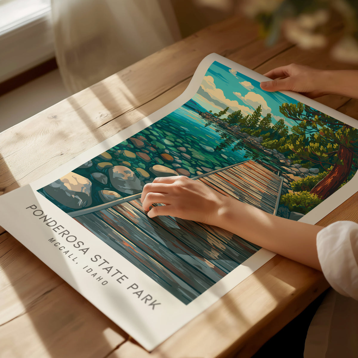 Ponderosa State Park Matte Border Poster | Mccall, Idaho Destination Print Travel Wall Art — giclée print detail on matte pap