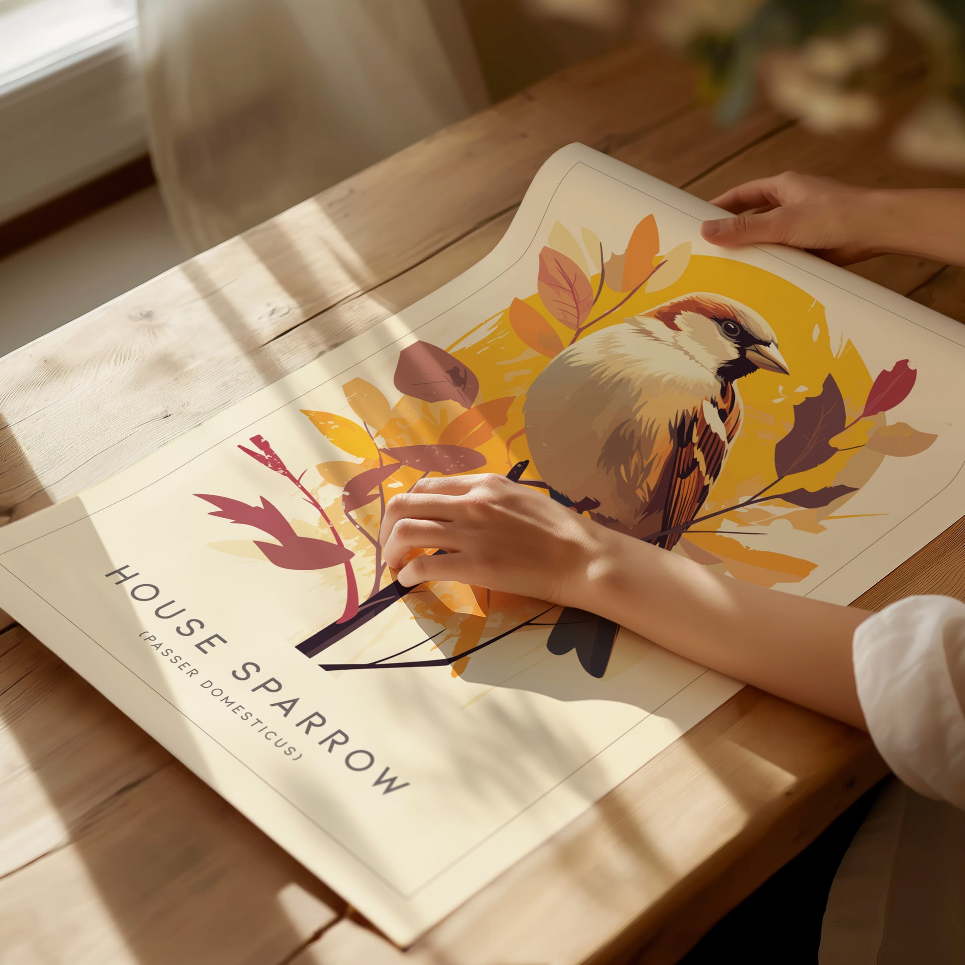 House Sparrow Poster | Passer domesticus Audubon Bird Wall Art