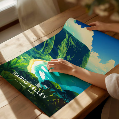 Waipio Valley Poster | Big Island Hawaii Art Valley of Kings Lookout