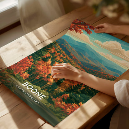 Boone, North Carolina Poster | Blue Ridge Mountain Charm Wall Art — giclée print detail on matte paper