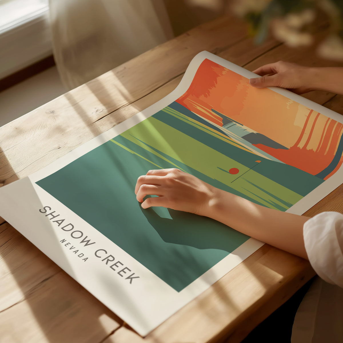 Shadow Creek Matte Border Poster | Nevada Golf Wall Art Country Club Decor — giclée print detail on matte paper