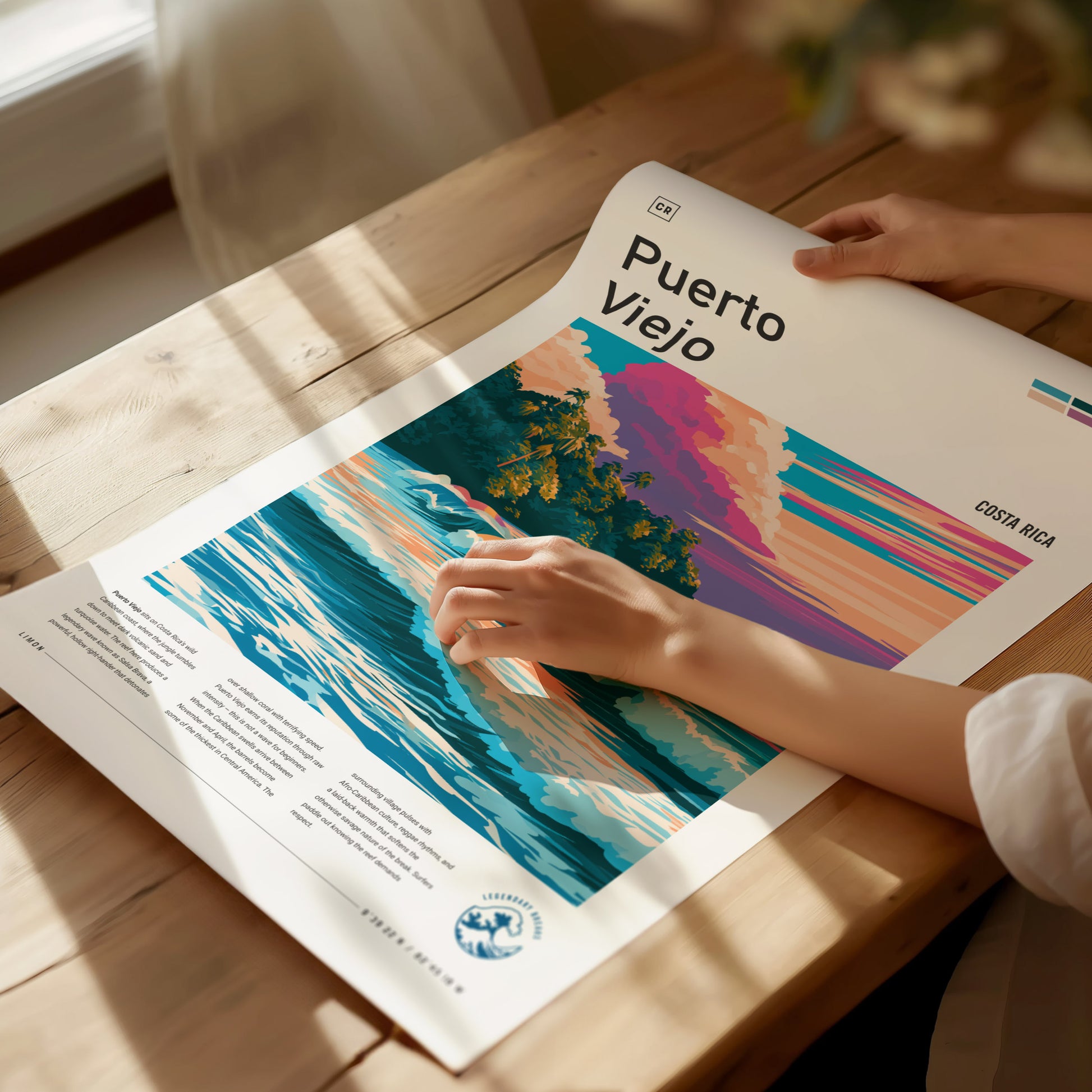 Puerto Viejo, Costa Rica Poster | Tropical Surf & Jungle Paradise Wall Art — giclée print detail on matte paper