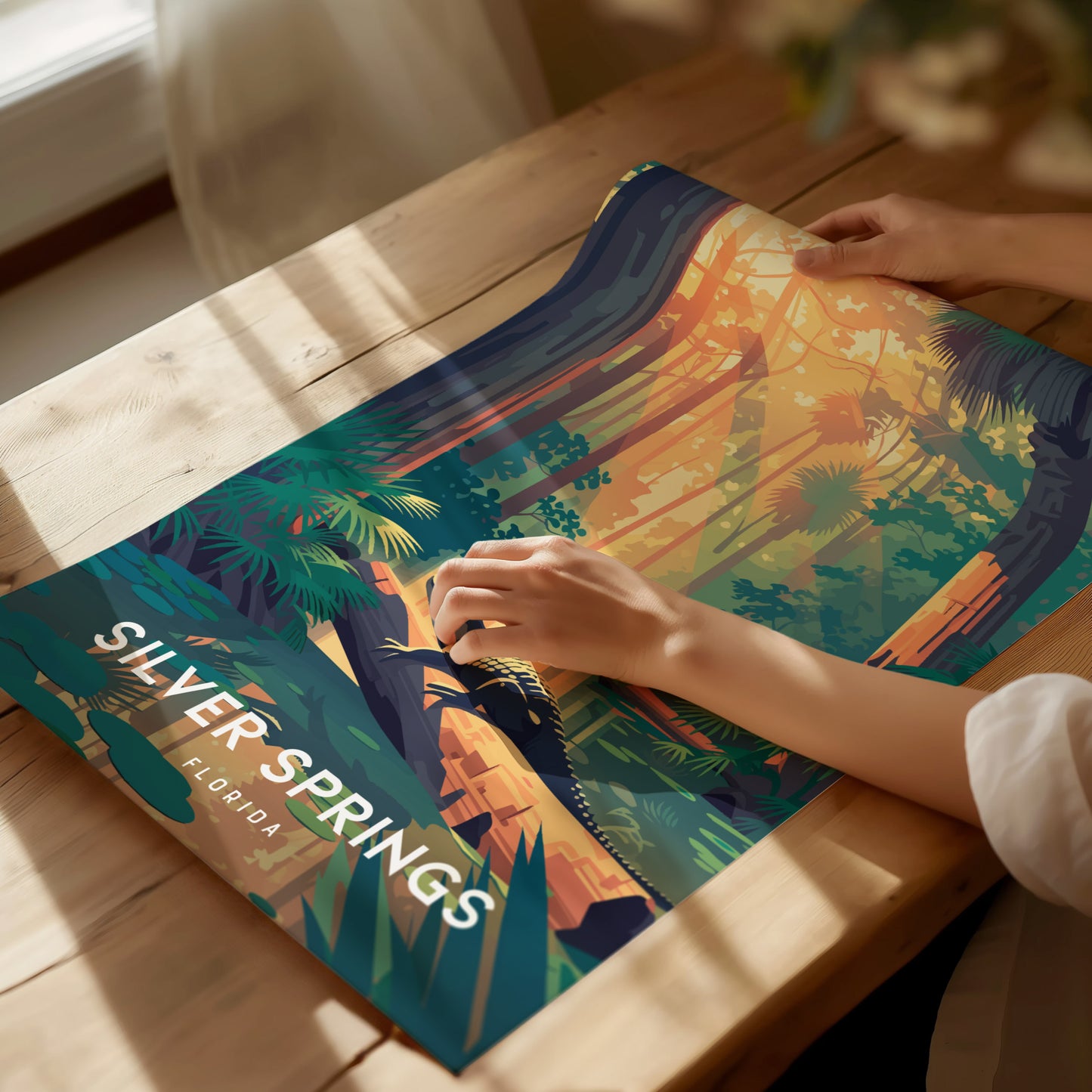 Silver Springs, Florida Poster | Crystal Waters & Glass-Bottom Boat Wall Art — giclée print detail on matte paper