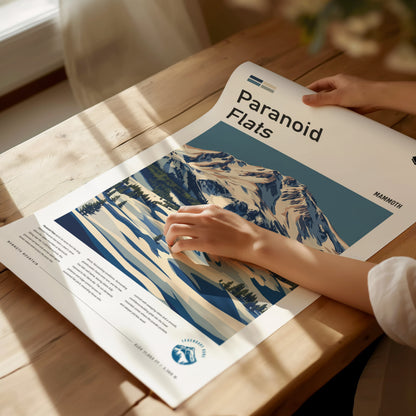 Paranoid Flats, Mammoth Poster | Ski Lodge Decor Mountain Wall Art — giclée print detail on matte paper