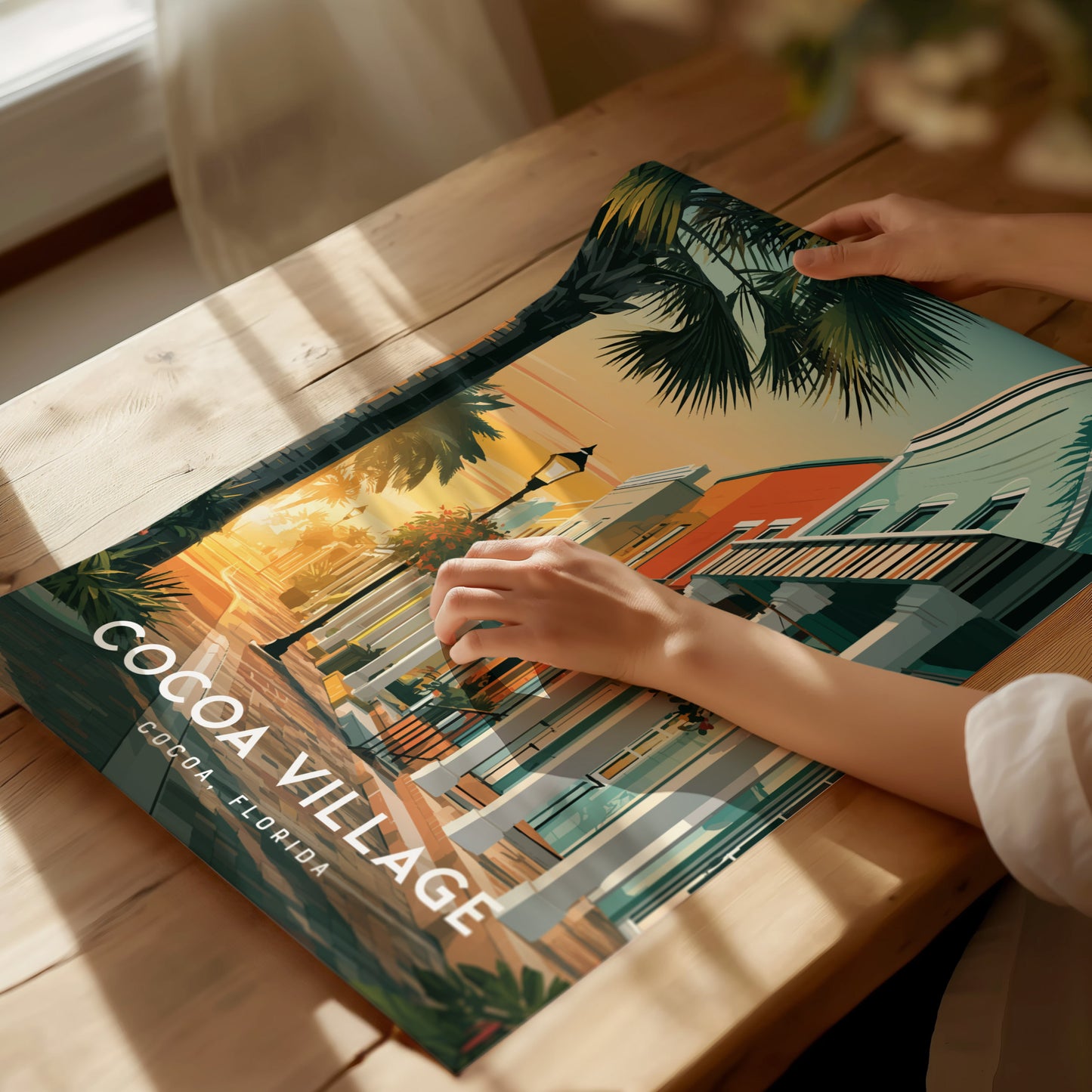 Cocoa Village, Florida Poster | Cocoa, Florida | Charming Riverfront Downtown Wall Art — giclée print detail on matte paper
