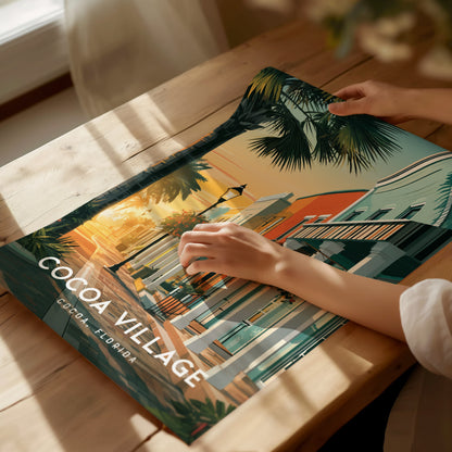 Cocoa Village, Florida Poster | Cocoa, Florida | Charming Riverfront Downtown Wall Art — giclée print detail on matte paper