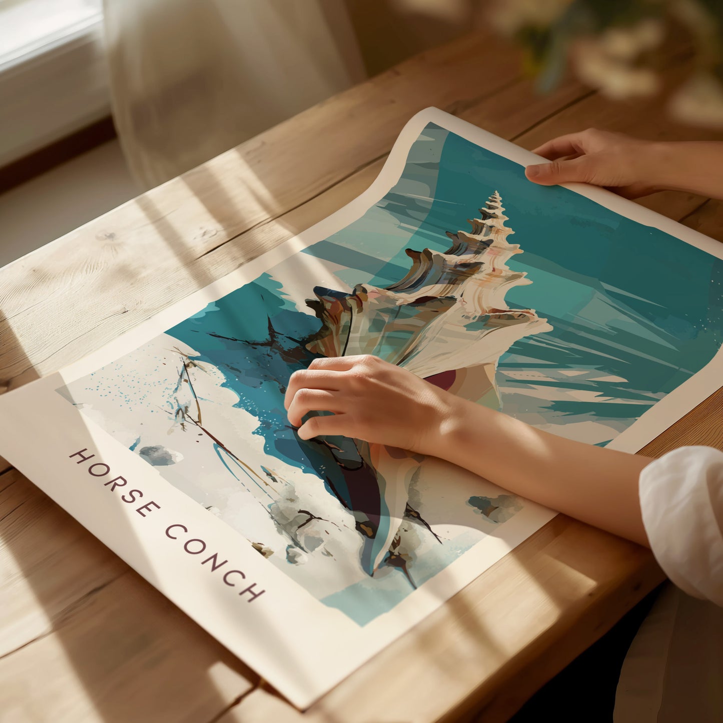 Horse Conch Shell Poster | Florida Ocean Wildlife Coastal Beach Wall Art