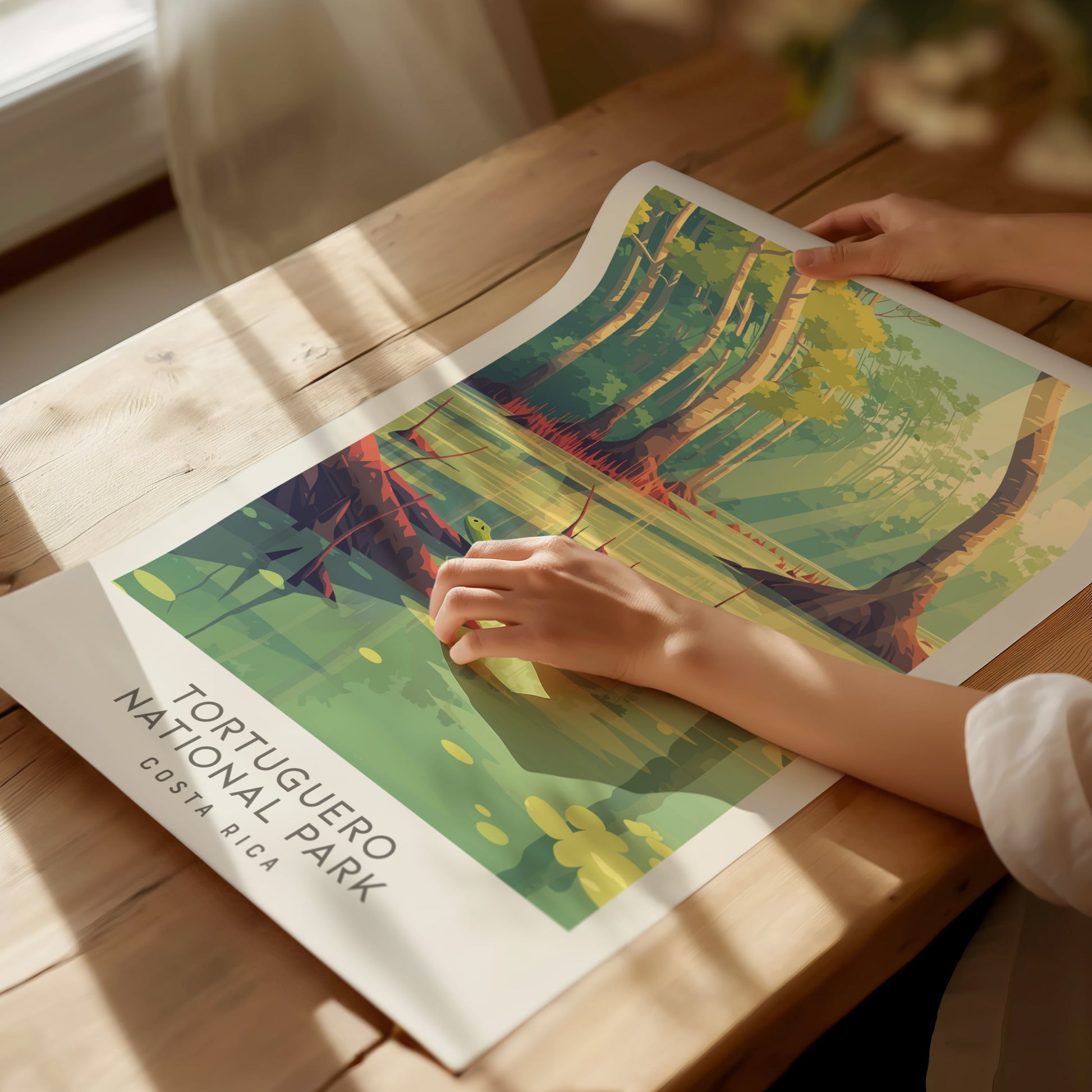 Tortuguero National Park Matte Border Poster | Costa Rica Travel Wall Art — giclée print detail on matte paper