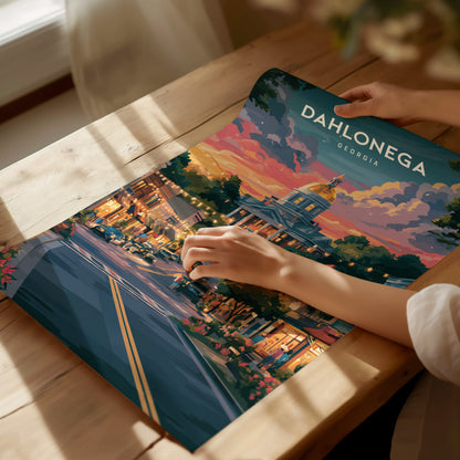 Dahlonega, Georgia Poster | Gold Rush Mountain Town Wall Art — giclée print detail on matte paper