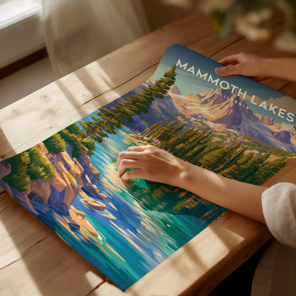 Mammoth Lakes, California Poster | Alpine Lake & Mountain Wilderness Wall Art — giclée print detail on matte paper