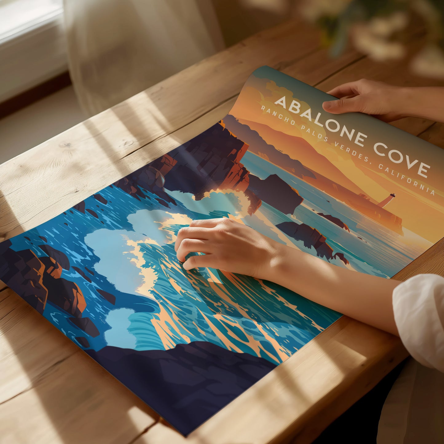 Abalone Cove, California Poster | Tidepools & Sea Cliffs Coastal Wall Art — giclée print detail on matte paper
