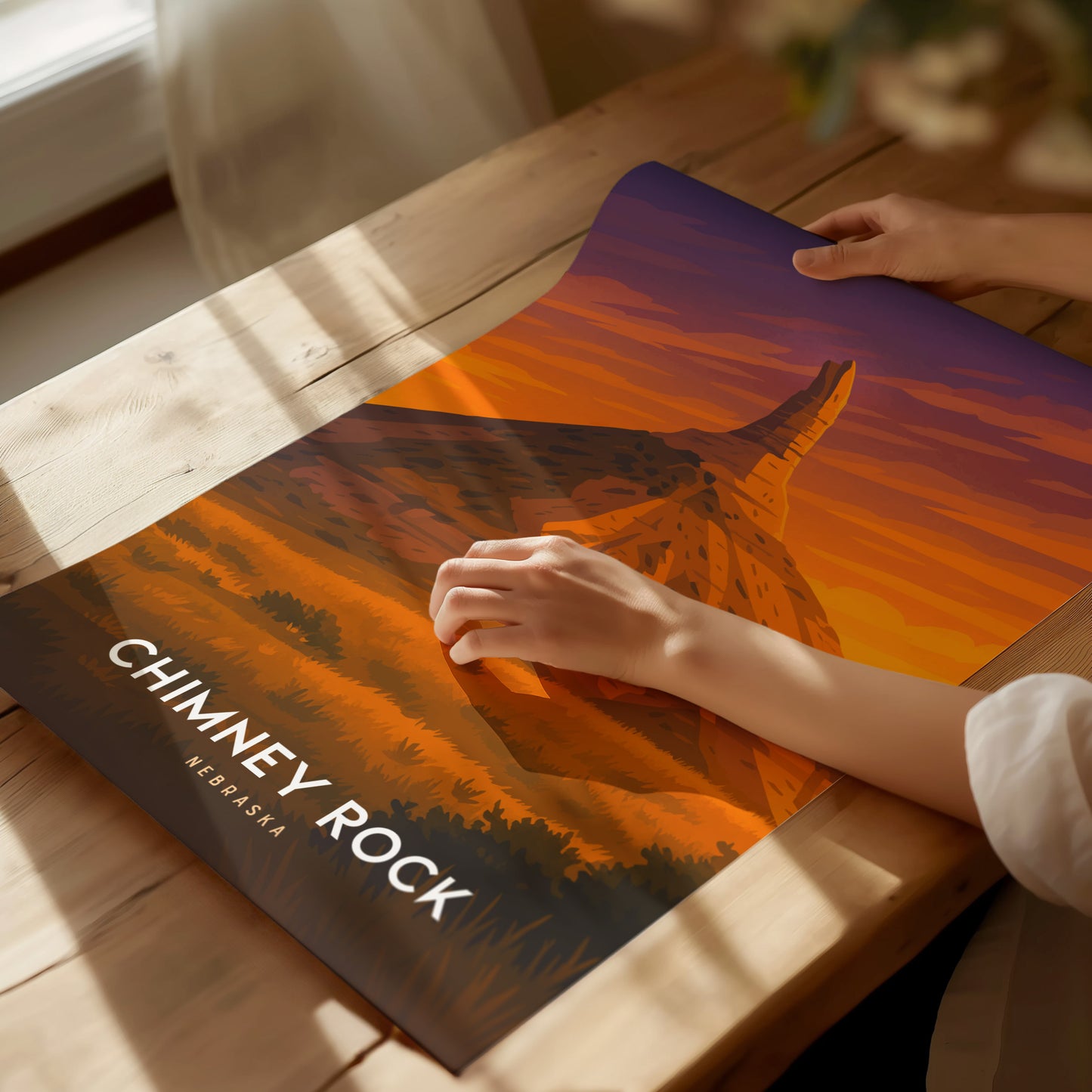 Chimney Rock Nebraska Poster | Vintage Western Landscape Travel Art