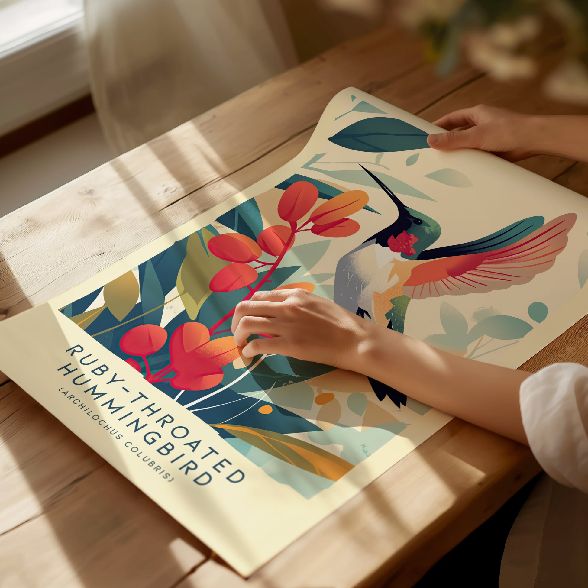 Ruby-Throated Hummingbird Poster | Bird Art | Nature Wildlife Print