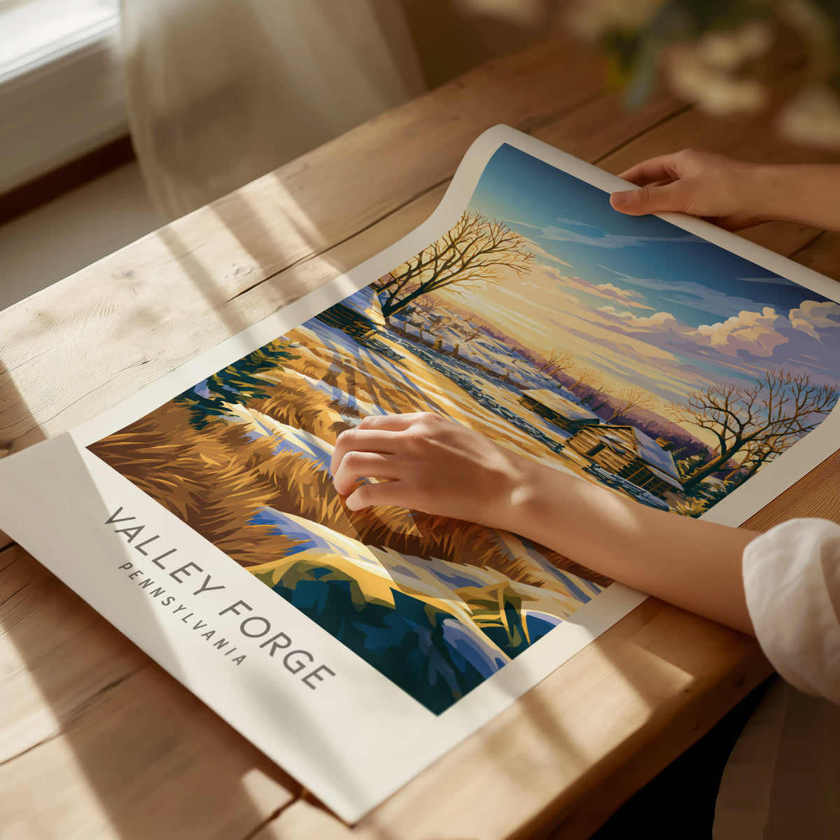 Valley Forge Matte Border Poster | Pennsylvania Destination Print Travel Gift — giclée print detail on matte paper