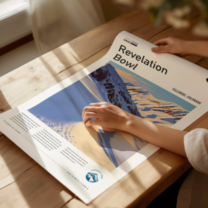 Revelation Bowl, Telluride Poster | Alpine Powder Run Mountain Wall Art — giclée print detail on matte paper