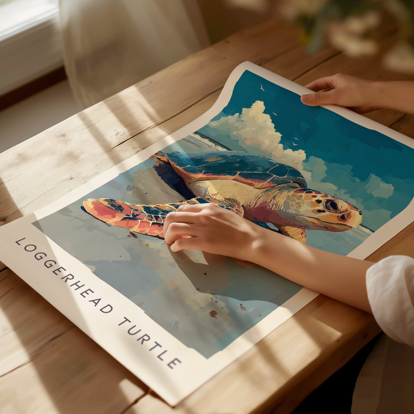 Loggerhead Sea Turtle Poster | Ocean Wildlife Coastal Wall Art