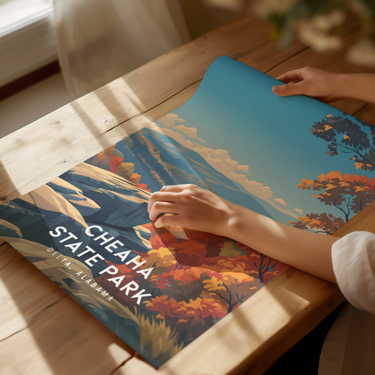 Cheaha State Park, Delta, Alabama Poster | Mountain Overlook Wilderness Wall Art — giclée print detail on matte paper