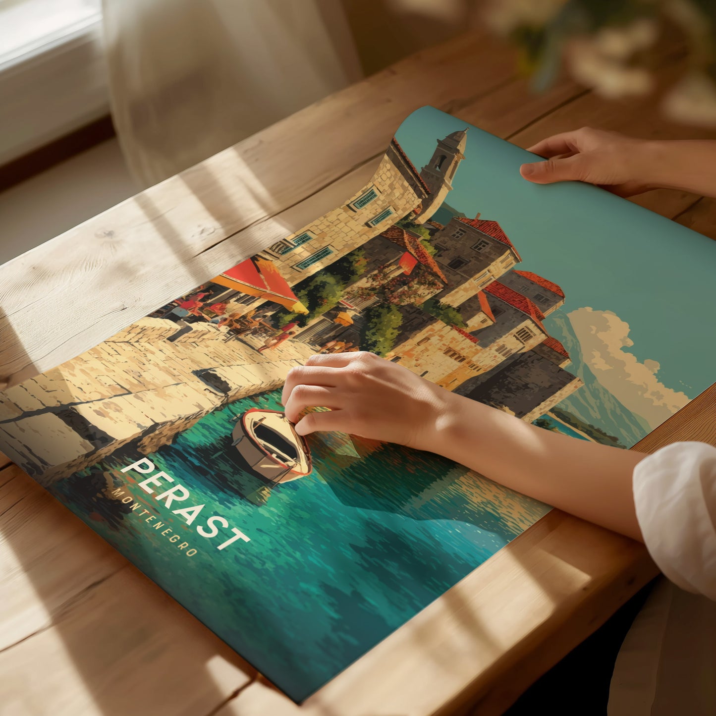 Perast Montenegro Poster | Bay of Kotor Coastal Wall Art Print