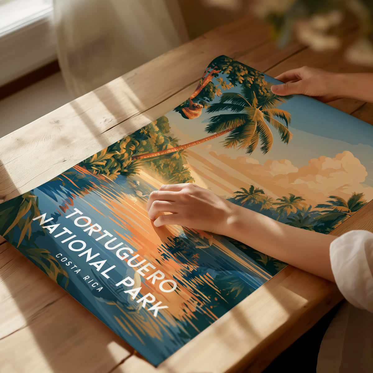 Tortuguero National Park, Costa Rica Poster | Sea Turtle & Rainforest Canal Wall Art — giclée print detail on matte paper