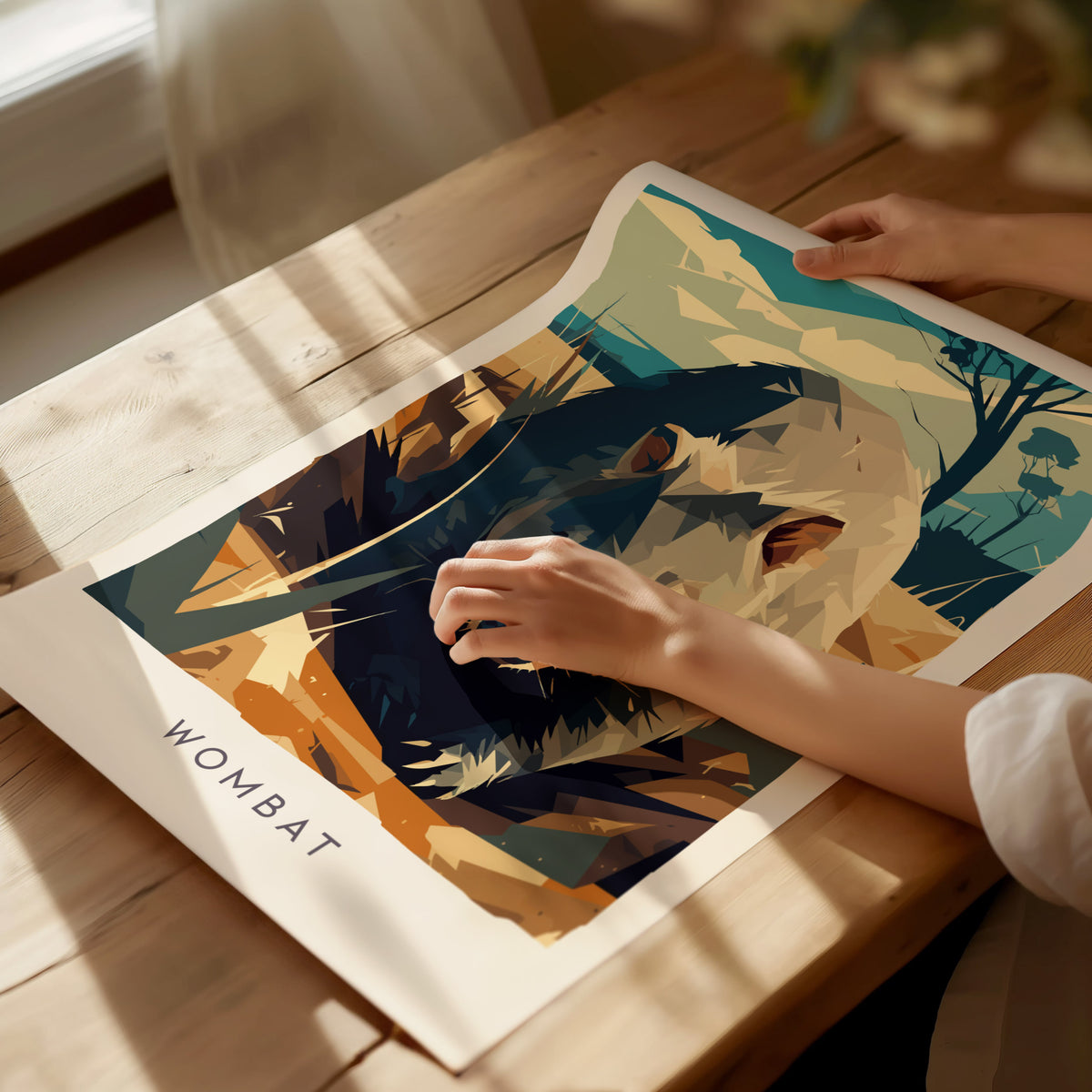 Wombat, Vombatus Ursinus Poster | Charming Australian Wildlife Wall Art — giclée print detail on matte paper