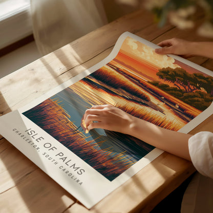 Isle of Palms Matte Border Poster | Charleston South Carolina Travel Wall Art — giclée print detail on matte paper