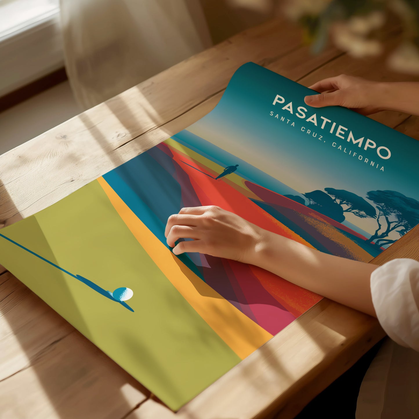Pasatiempo, Santa Cruz, California Poster | Iconic Links Golfer Gift Wall Art — giclée print detail on matte paper