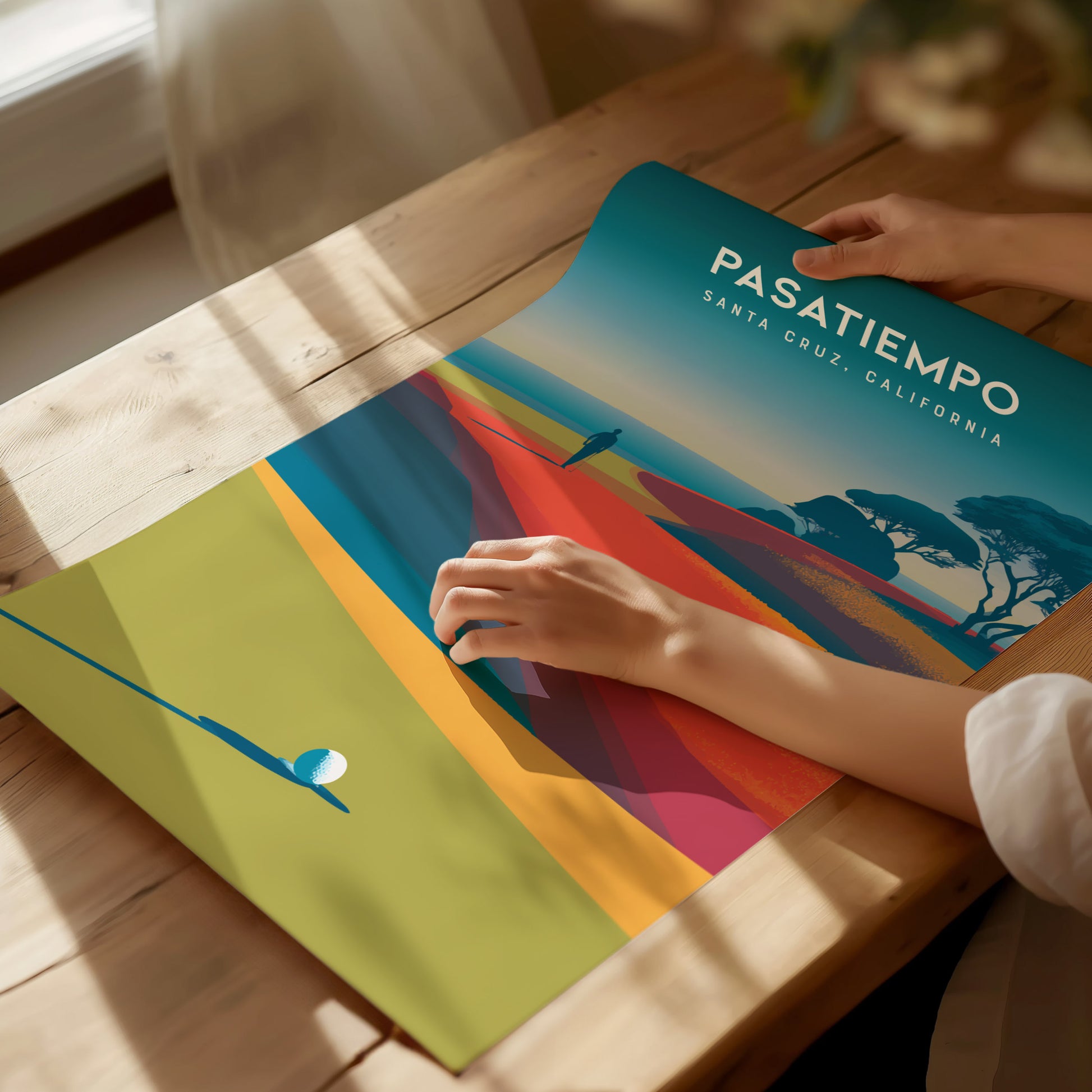 Pasatiempo, Santa Cruz, California Poster | Iconic Links Golfer Gift Wall Art — giclée print detail on matte paper