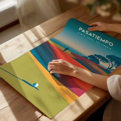 Pasatiempo, Santa Cruz, California Poster | Iconic Links Golfer Gift Wall Art — giclée print detail on matte paper